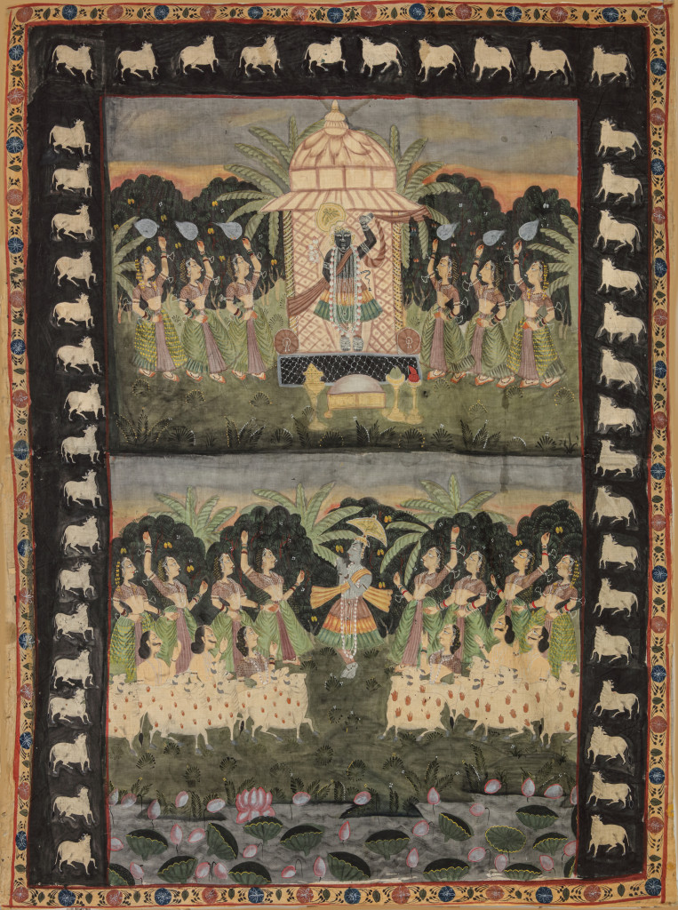 An Indian pigmented fabric pichwai painting