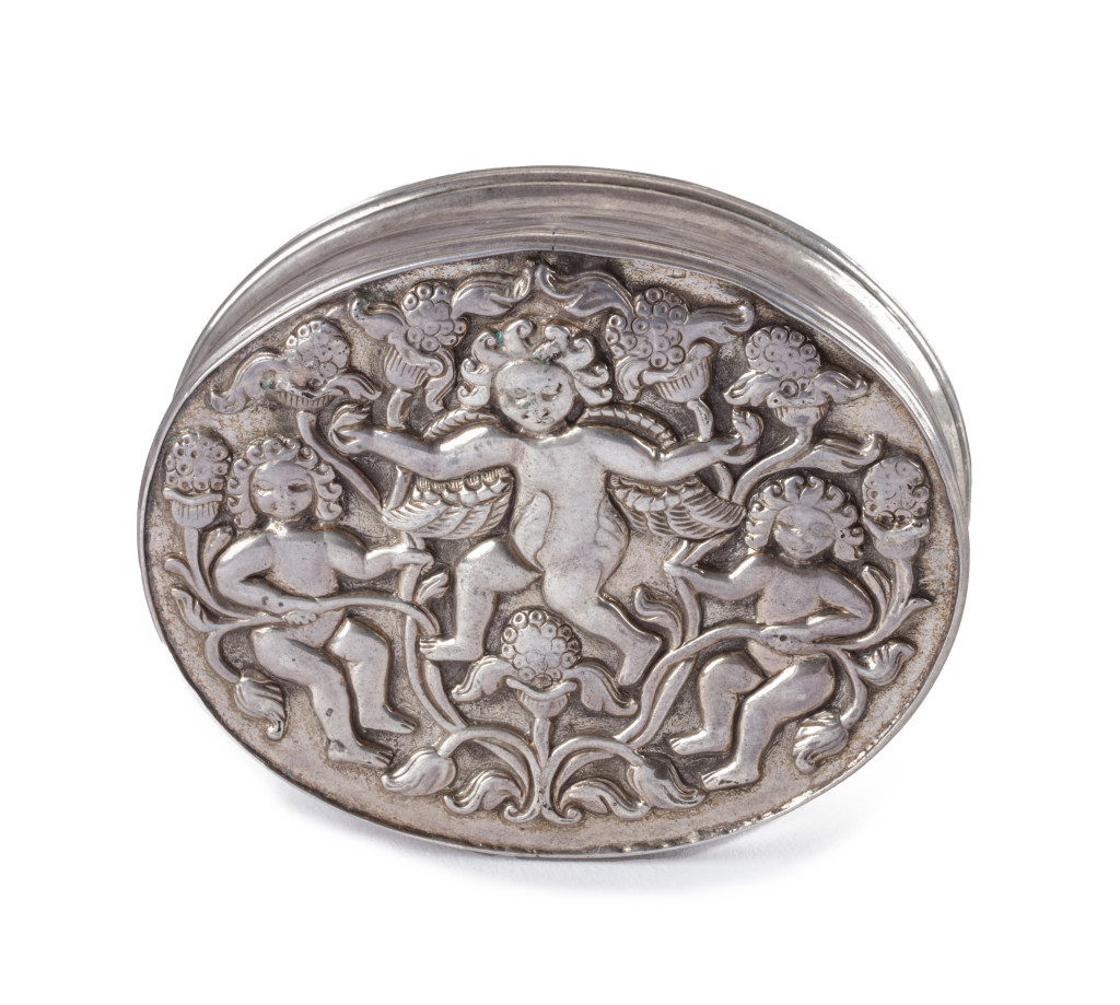 A small Indian silver oval box