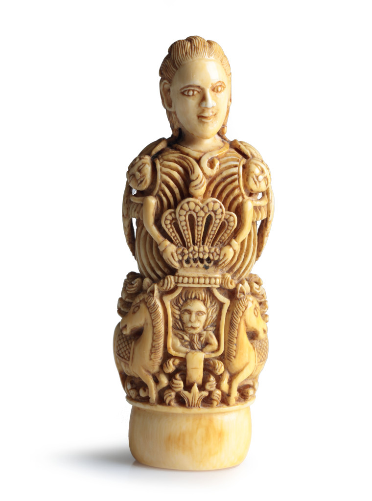 An Indonesian carved ivory keris hilt