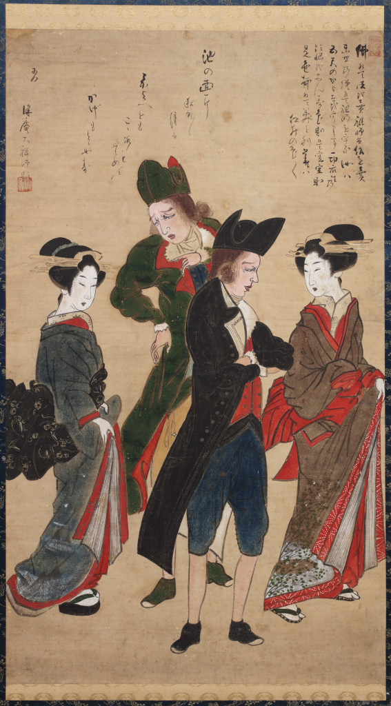 A rare Japanese Nagasaki school scroll painting, Kakemono, attributed to Ishizaki Yũshi (1768-1846)