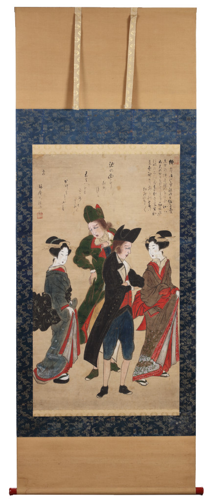 A rare Japanese Nagasaki school scroll painting, Kakemono, attributed to Ishizaki Yũshi (1768-1846)