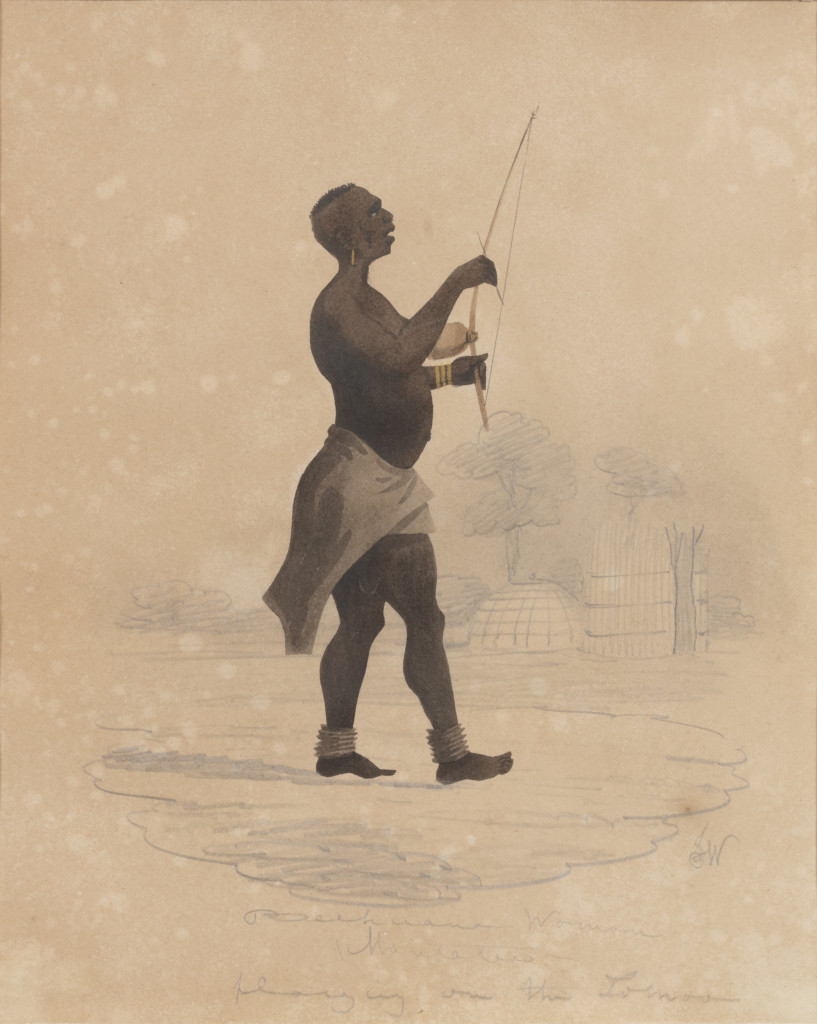 Nine framed pencil and watercolour sketches depicting various African tribes by J. White, Esq., together with a book containing 41 tinted lithograph plates, after these and other sketches by J. White, and 21 pages with descriptions of the various tribes o