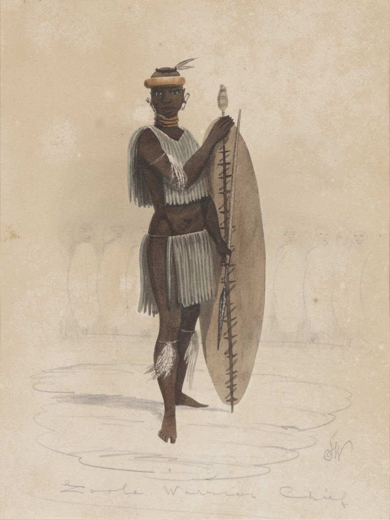 Nine framed pencil and watercolour sketches depicting various African tribes by J. White, Esq., together with a book containing 41 tinted lithograph plates, after these and other sketches by J. White, and 21 pages with descriptions of the various tribes o