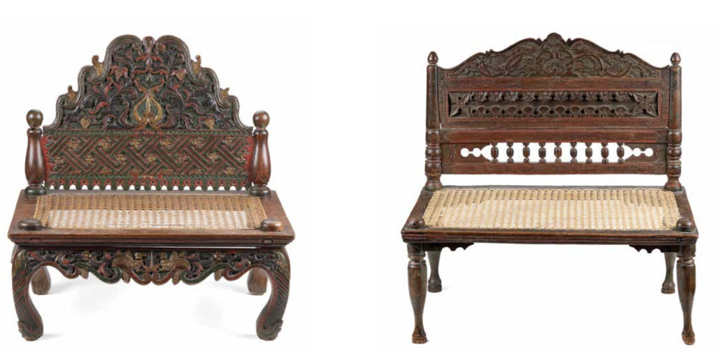 Two Indonesian Djati wood 'Anak Mas' (favourite child) chairs