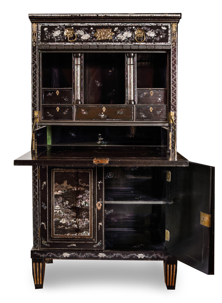 A rare Japanese export lacquer secretaire, possibly for the American market