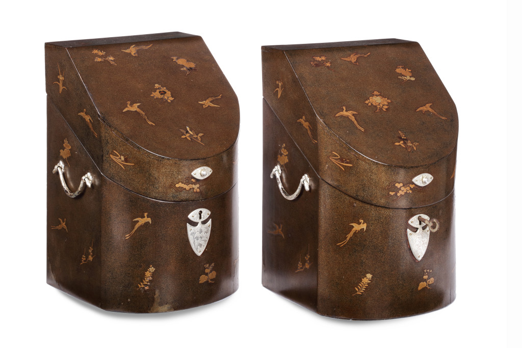 A pair of Japanese export lacquered cutlery boxes