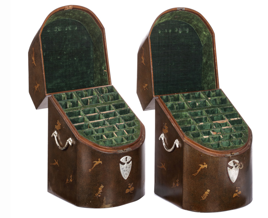 A pair of Japanese export lacquered cutlery boxes