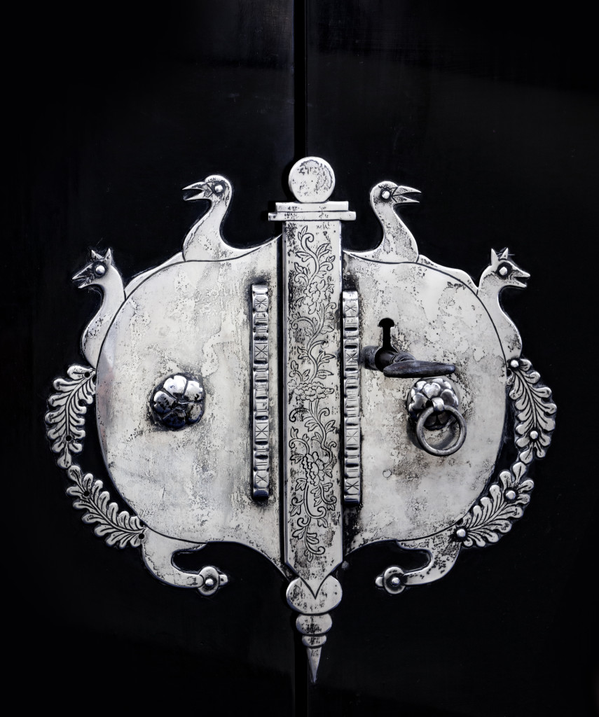 A Unique Dutch-Colonial Japanese black-lacquer cabinet  chest with silver mounts