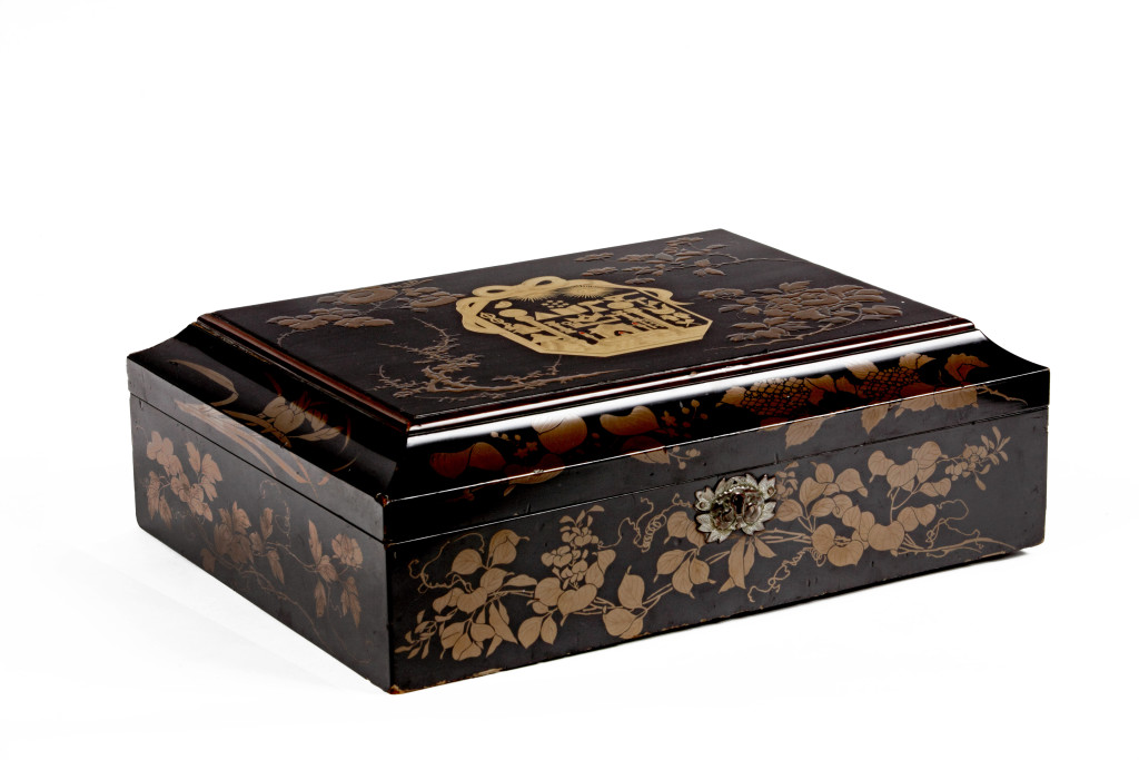 A rare Japanese Lacquer Box with Masonic regalia