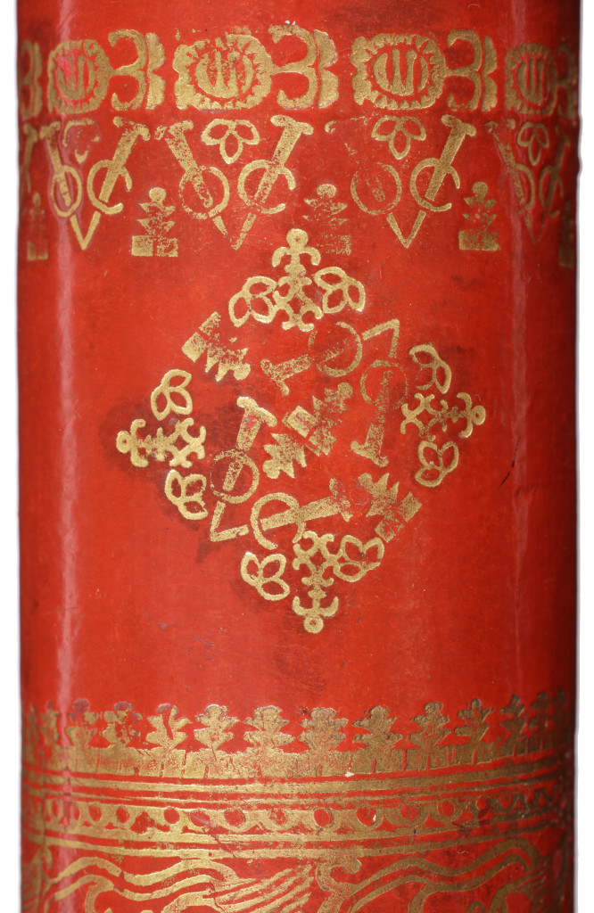 A lacquered half-inch refracting pasteboard telescope decorated with VOC monograms