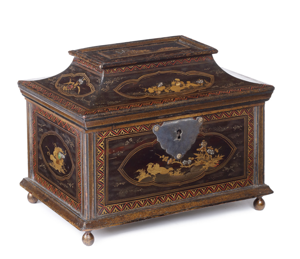 A rare Japanese export lacquer jewellery casket with inlays of precious materials, possibly by the Kichibei Studio