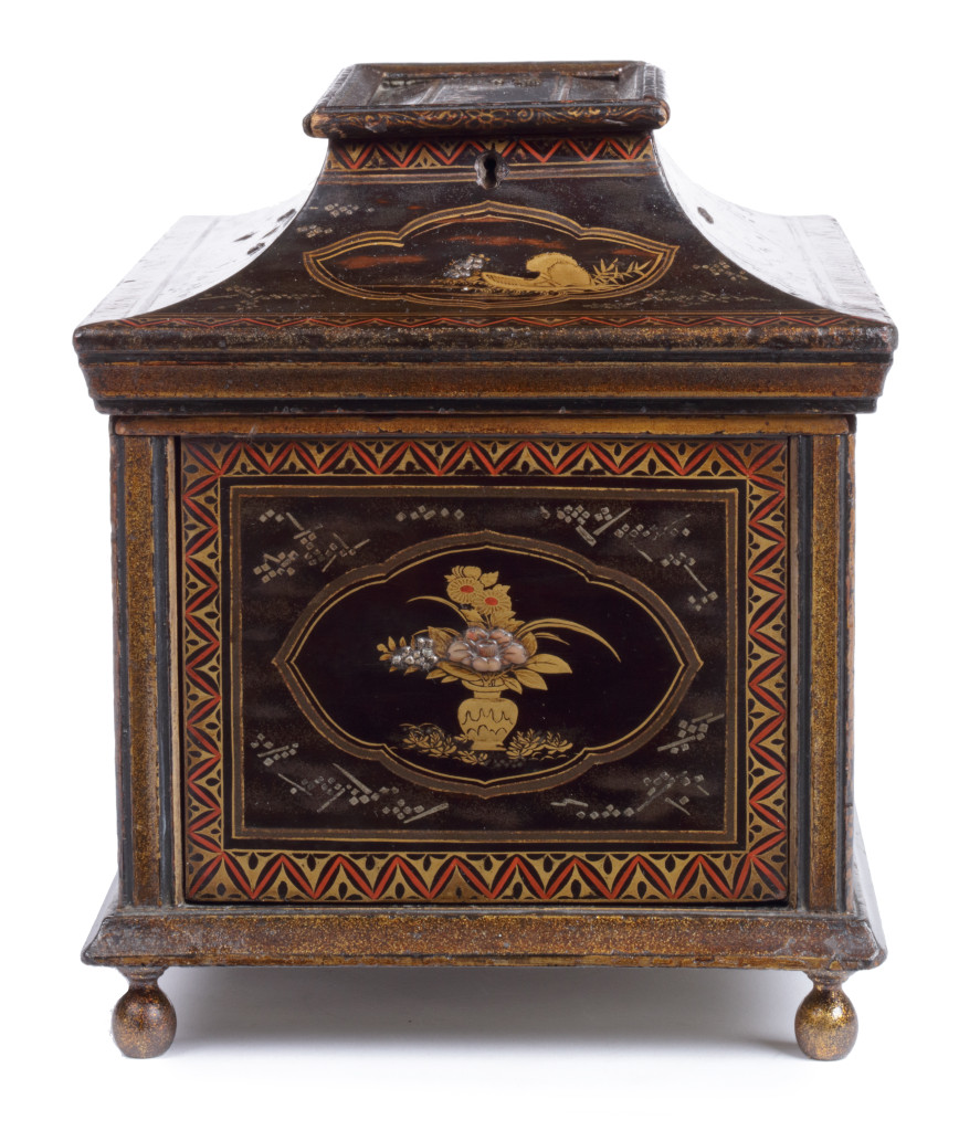 A rare Japanese export lacquer jewellery casket with inlays of precious materials, possibly by the Kichibei Studio