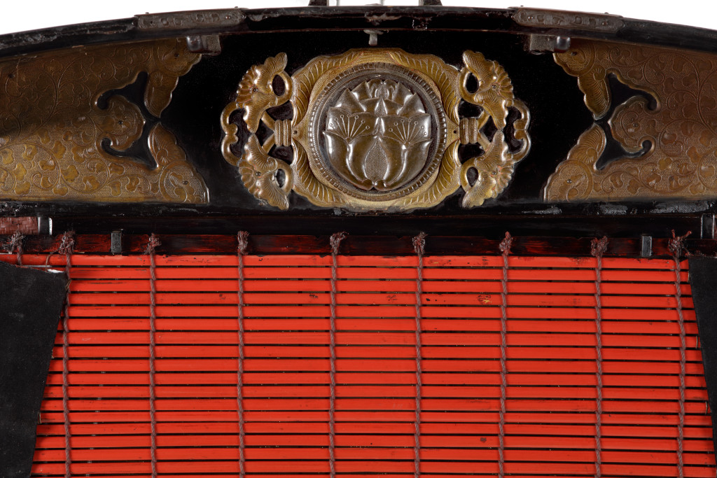 A Japanese red and black lacquered palanquin or norimono