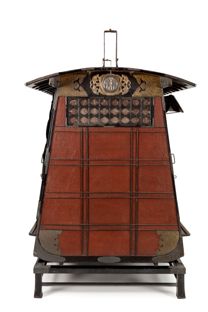 A Japanese red and black lacquered palanquin or norimono