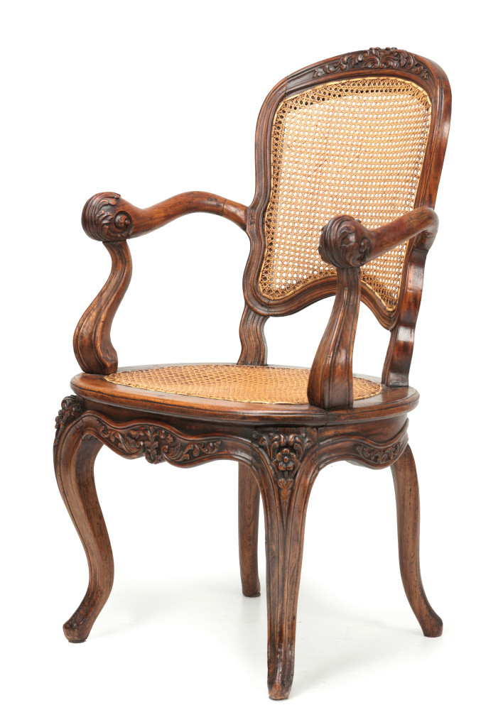An Indonesian satinwood Louis-XV armchair