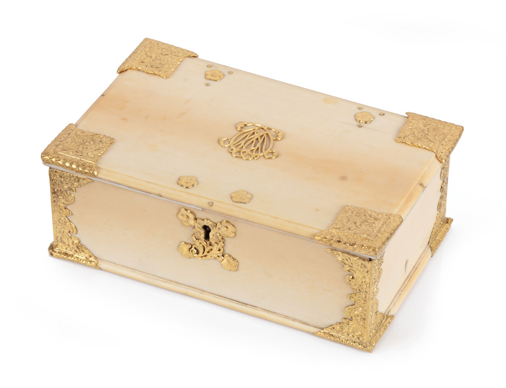 A Dutch colonial Indonesian betel box with gold mounts