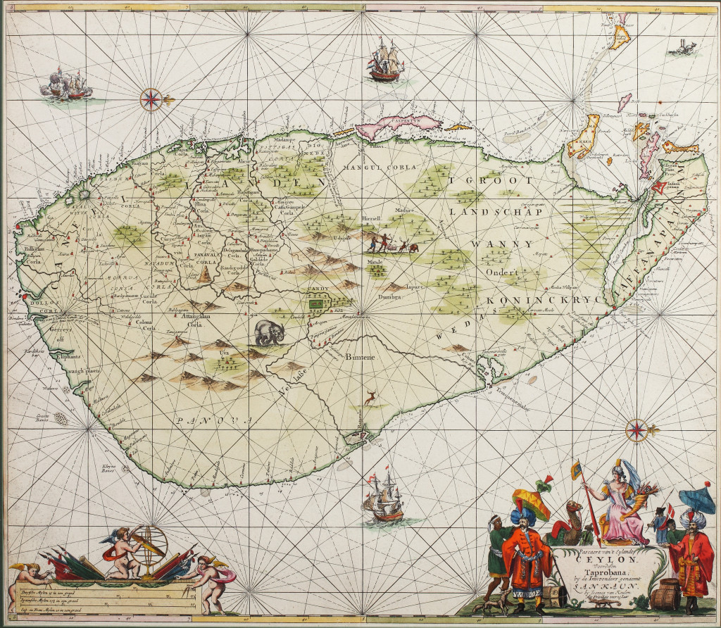 'Pascaert van 't eyland Ceylon, voordesen Taprobana, by de inwoonders genaemt Lankaun' by Joannes van Keulen, met privilegie voor 15 jaar