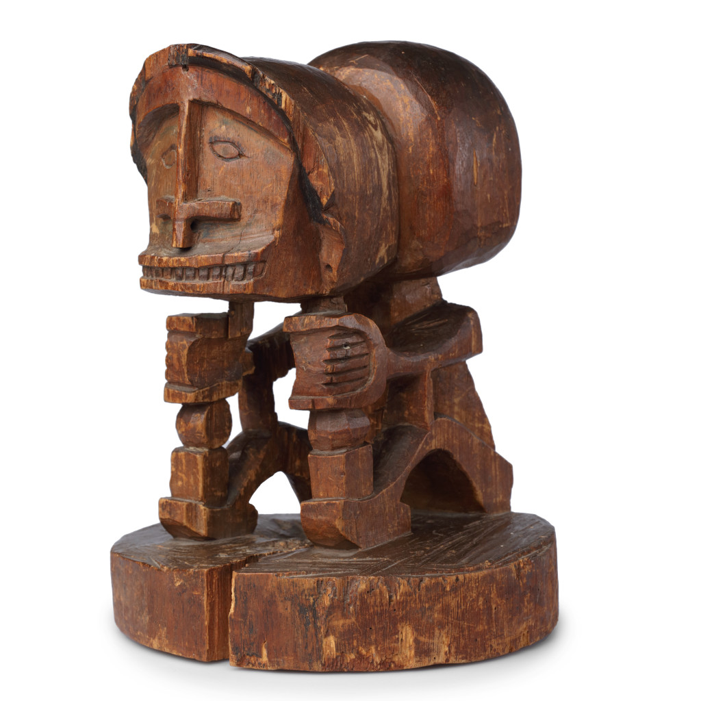An extremely rare Papua wood sculpture of a Korwar