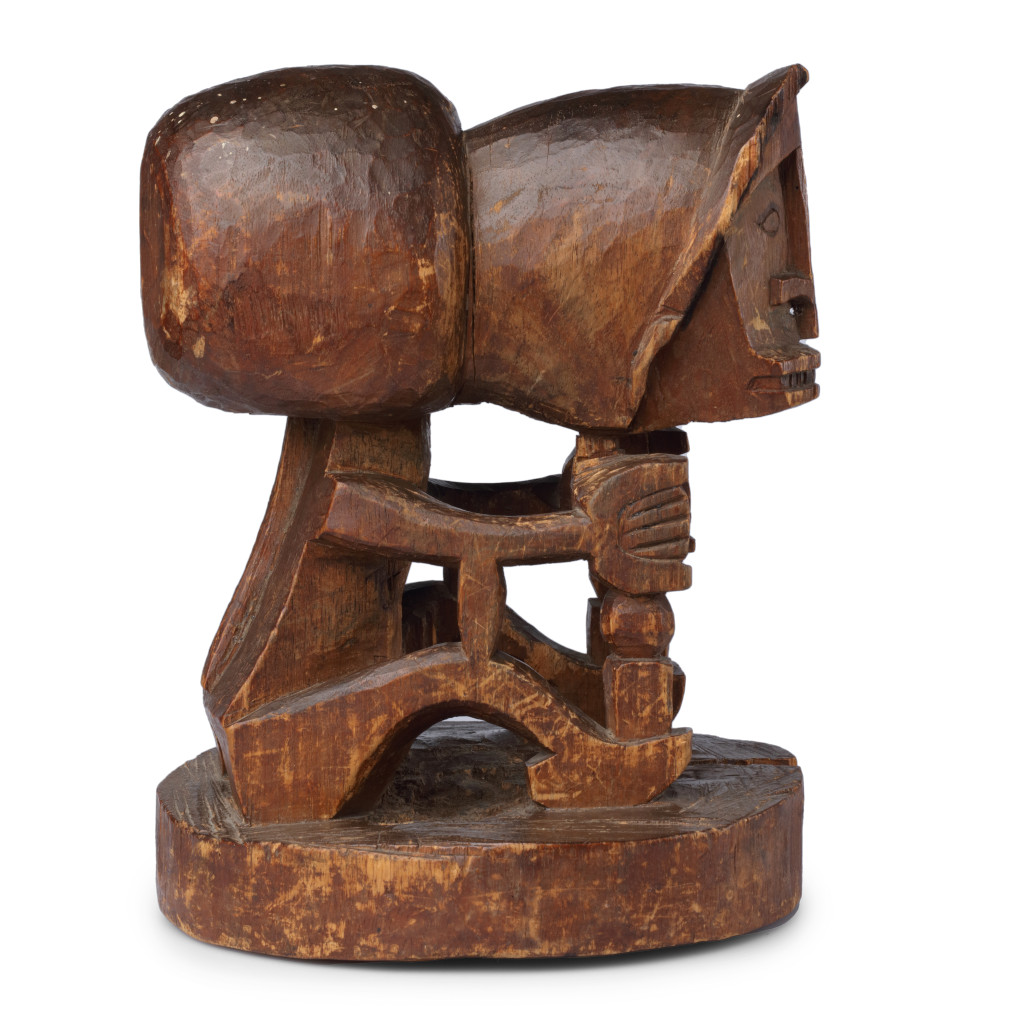 An extremely rare Papua wood sculpture of a Korwar
