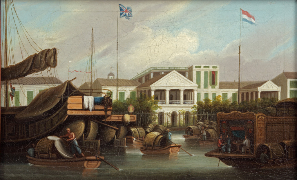 A view of the British and Dutch factories at Canton, 1835-1849