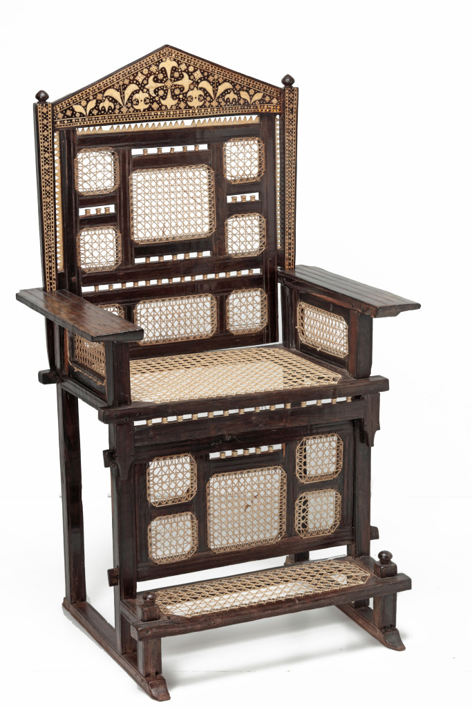An ivory-and-bone inlaid African ebony 'Lamu' chair (Kita Chaenzi - Chair Of Power)