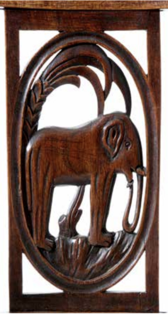 A set of six French directoire chairs with figural back splats depicting African animals