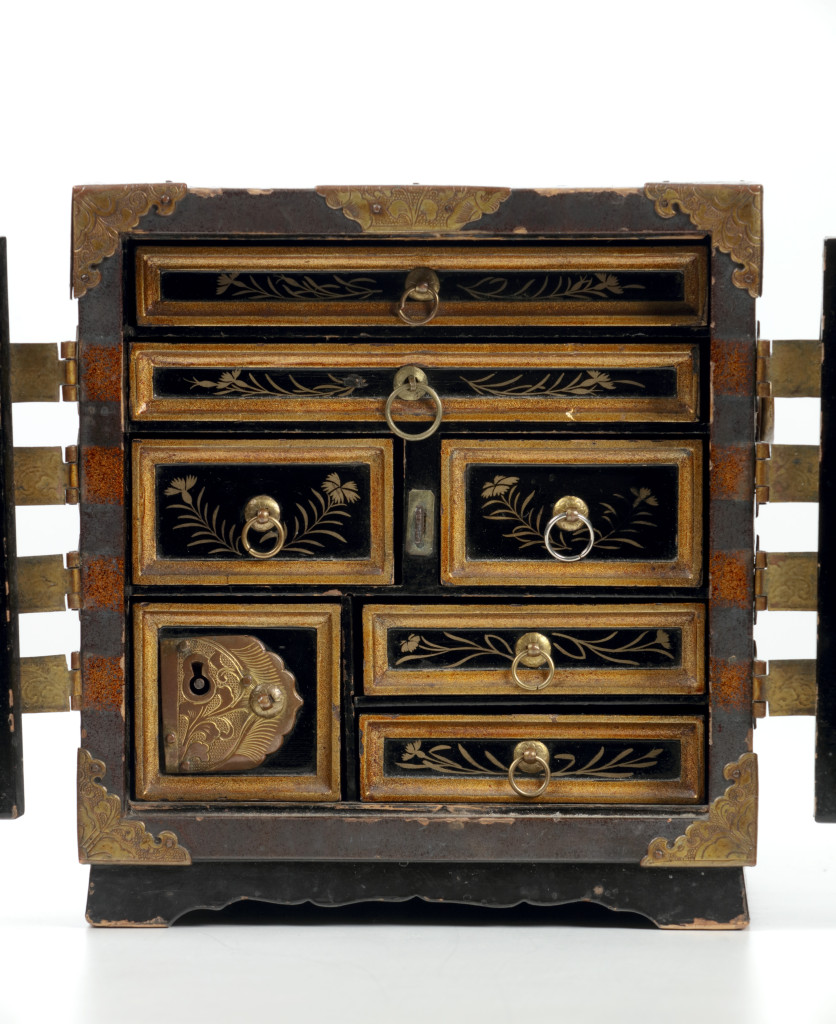 A Unique pair Japanese Lacquer Miniature Jewellery Cabinets
