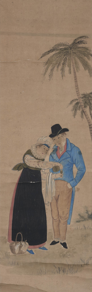 A woman pouring a Dutchman a glass of Dutch gin