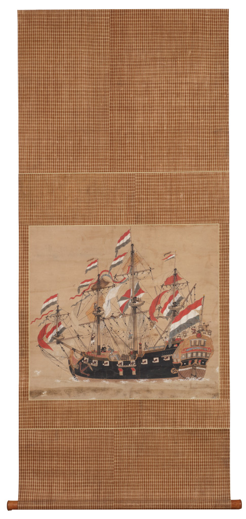 A Japanese scroll painting depicting a Dutch Ship