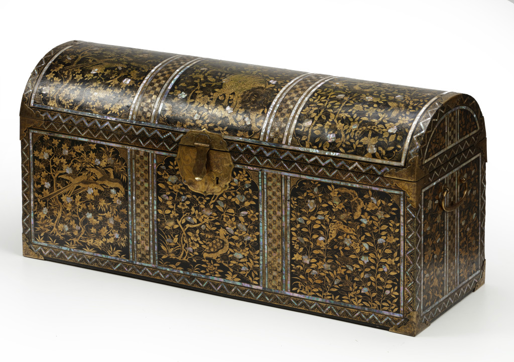 A large Japanese Nambam Lacquer Arqueta coffer for the Portuguese market