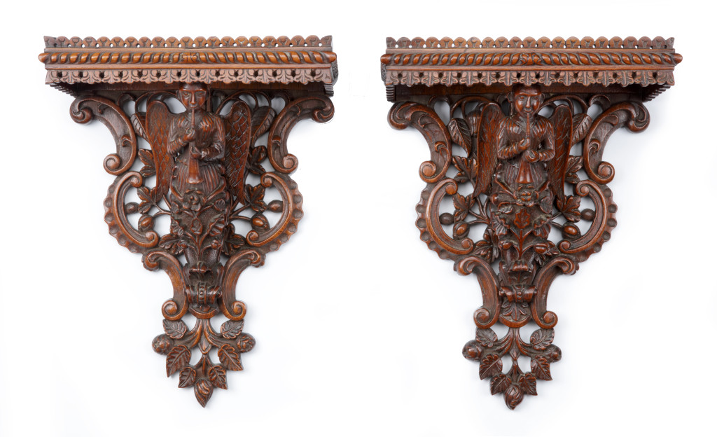 A pair of seldomly seen French Indian Colonial teak wood consoles