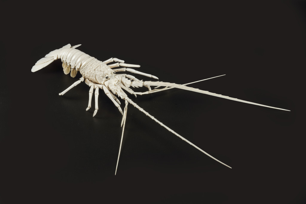 An extremely fine Japanese fully articulated ivory okimono of a spiny lobster, ebi, by Yamazaki Nankai