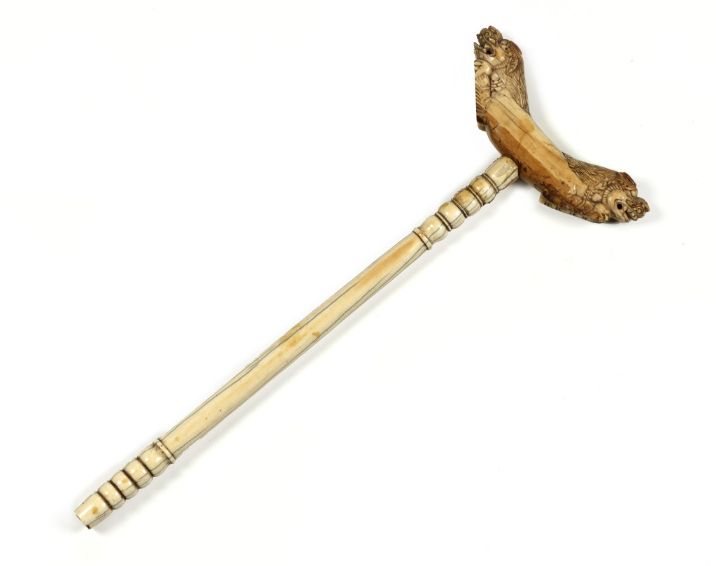 An extremely rare Sri Lankan or South Indian ivory armrest