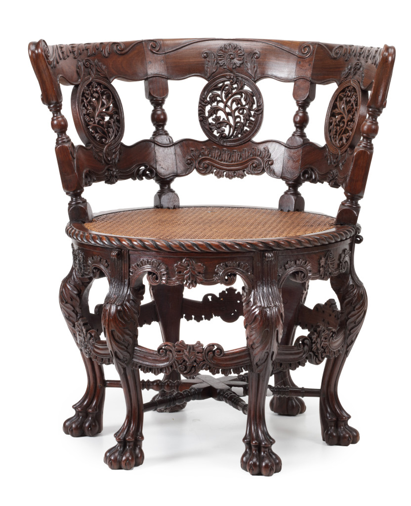 A Sri Lankan mãrã or East Indian walnut 'Burgomaster’ chair