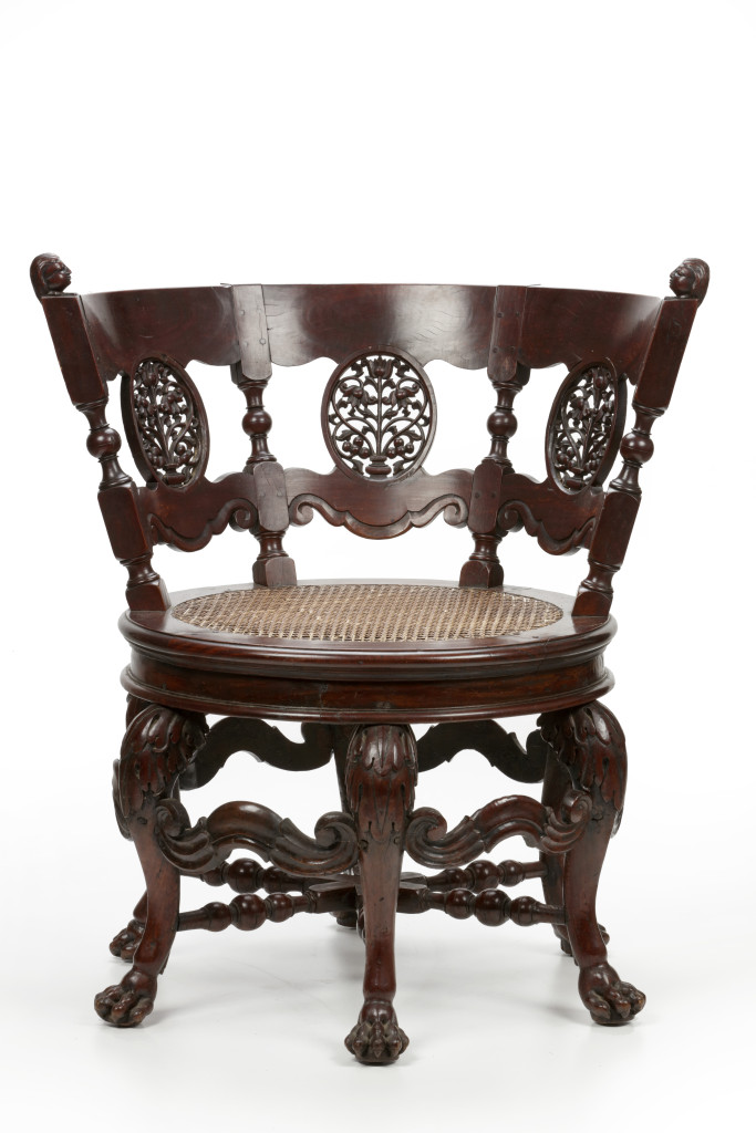 A Sri Lankan satinwood and cane tournant 'Burgomaster' chair