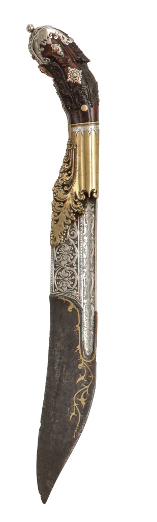 A black coral, silver and gold Sinhalese piha-kaetta dagger