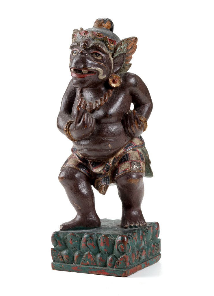 A rare Balinese polychrome wood statue of Twalen