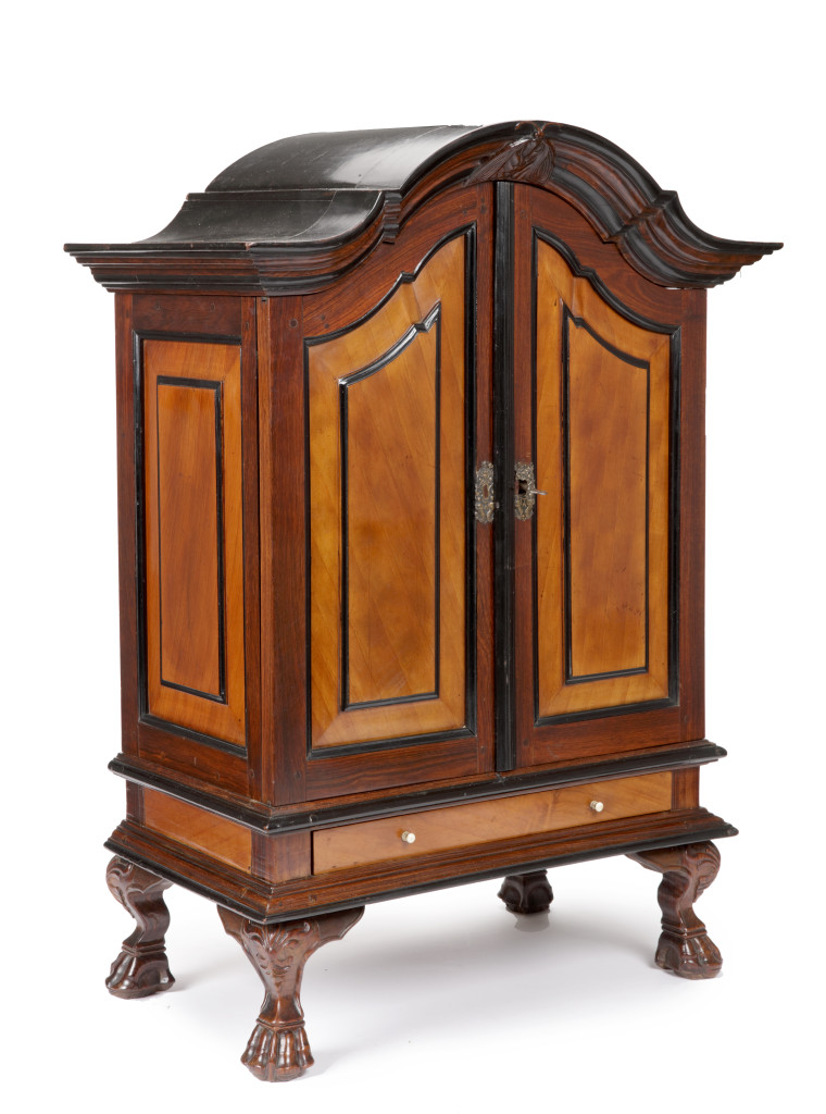 A charming satin and rosewood, ebony and teak collectors’ table-cabinet.