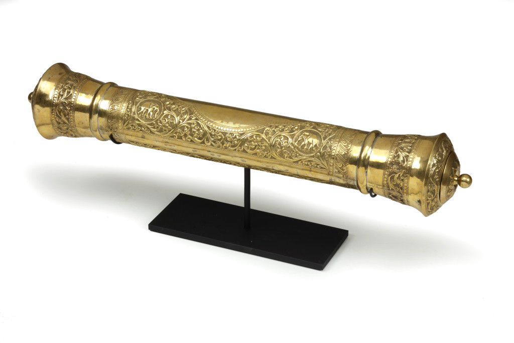 A gilt-silver Sri Lankan document scroll container