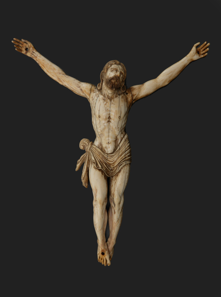 A delicately carved ivory Portuguese Sri Lankan crucifix