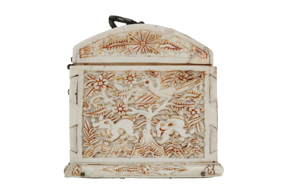 A rare Tonkin ivory box with silver mounts