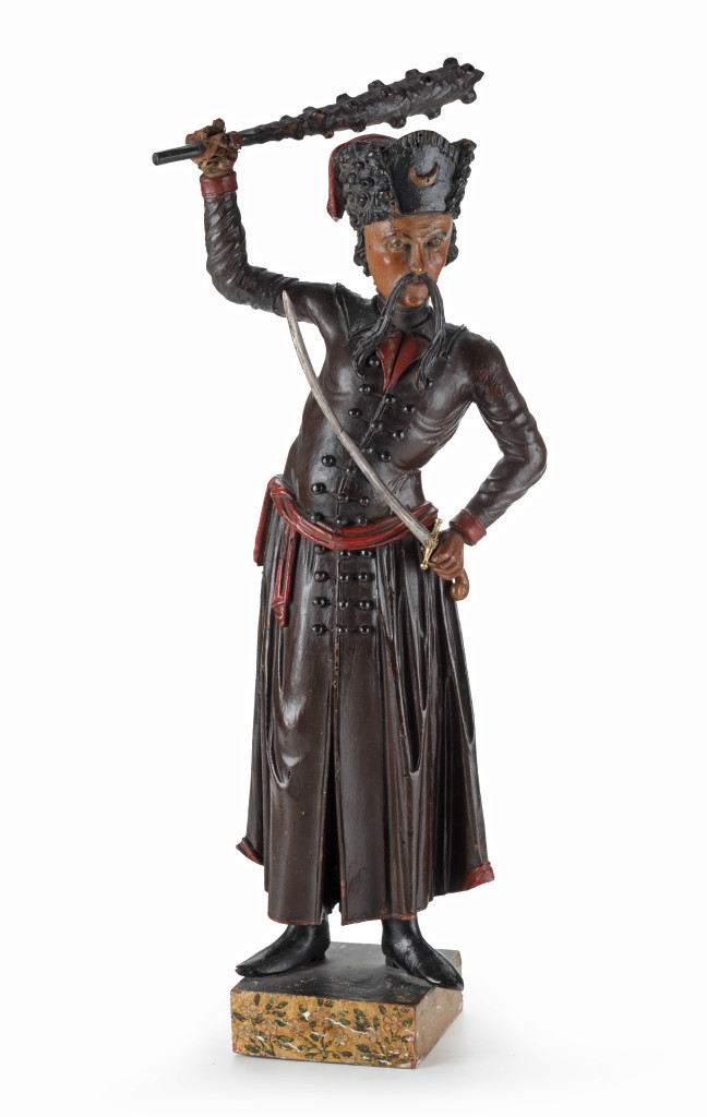 A carved and painted wood 'Turkomania' sculpture of an Ottoman soldier