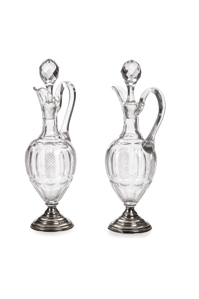 A pair of 'Van Arcken’ lead glass decanters