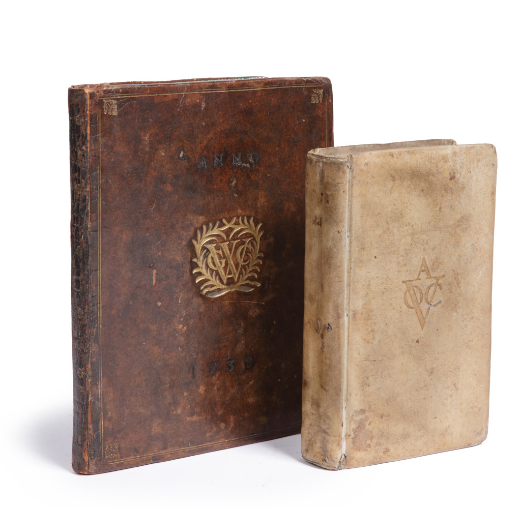 A blanc 'Geoctroyeerde West-Indische Compagnie' (WIC) notebook and a 'Vereenigde Oost-Indische Compagnie' (VOC) religious manual for sailors