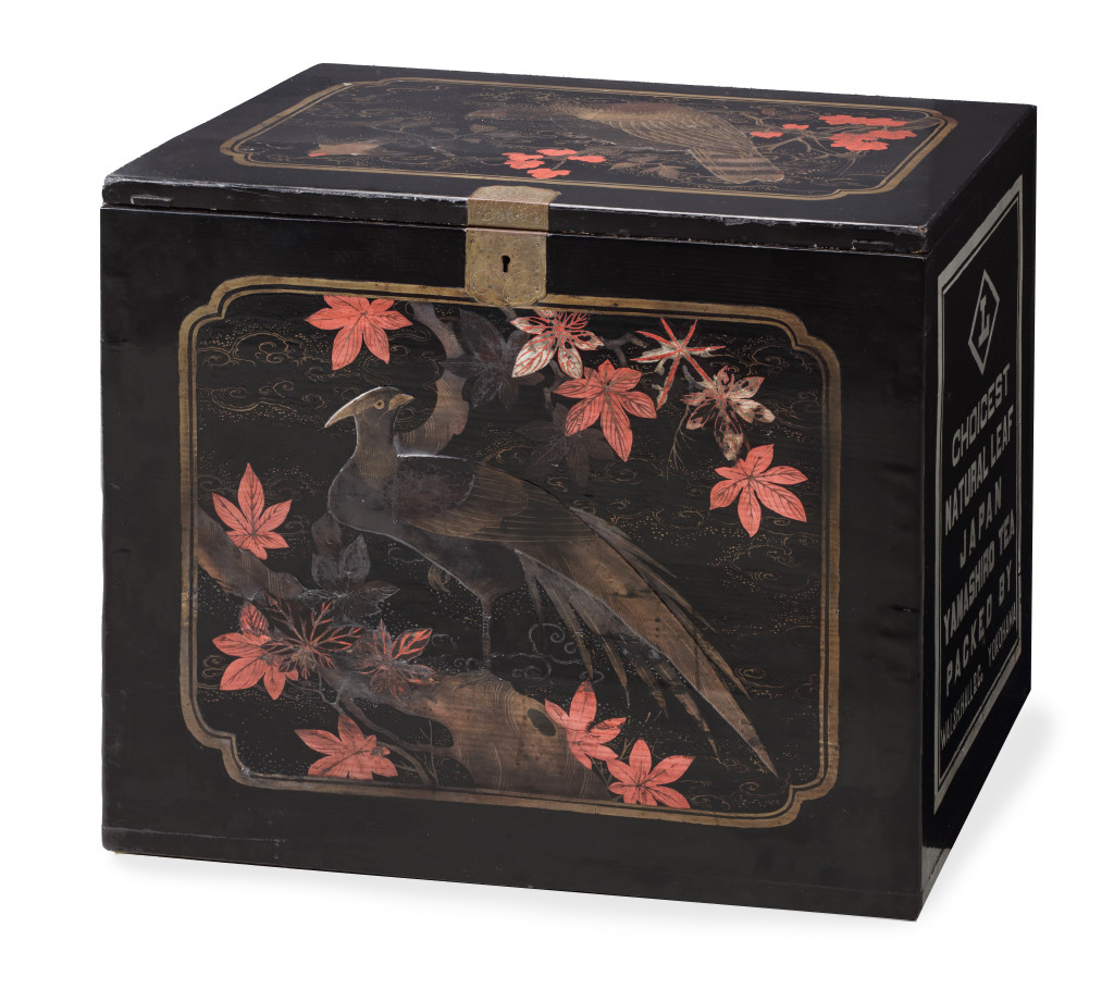 A Japanese Cypresswood or hinoki ‘Walsh, Hall & Co, Yokohama’ tea chest