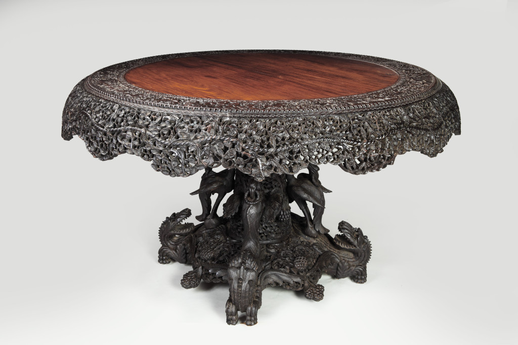 An Indian Bombay-Presidency blackwood carved table