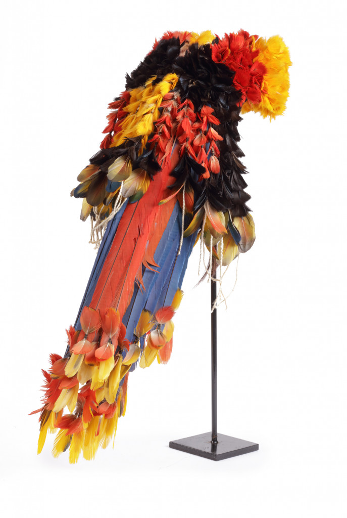 A Rikbaktsa Amazon indigenous feather and hair headdress