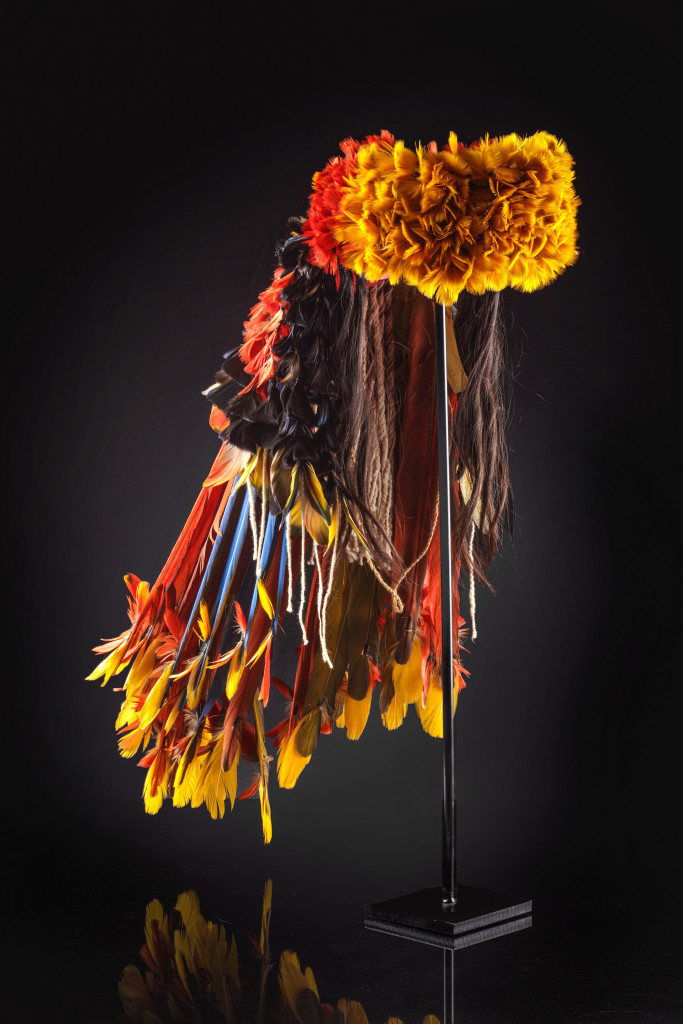 A Rikbaktsa Amazon indigenous feather and hair headdress