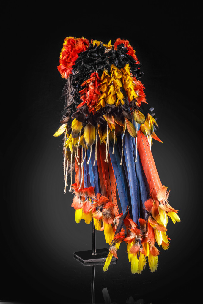 A Rikbaktsa Amazon indigenous feather and hair headdress