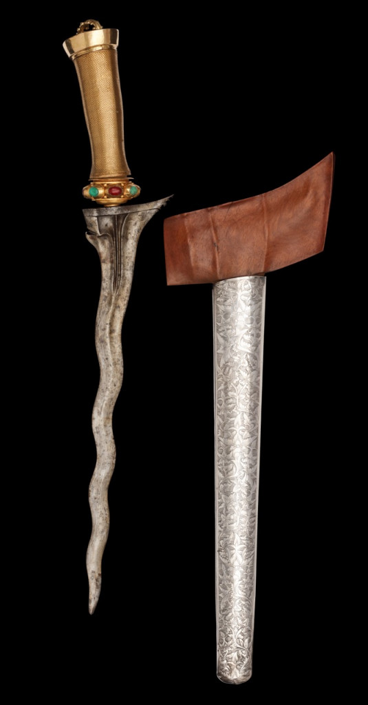 A pair of royal gold and silver keris daggers for a nobleman and his wife